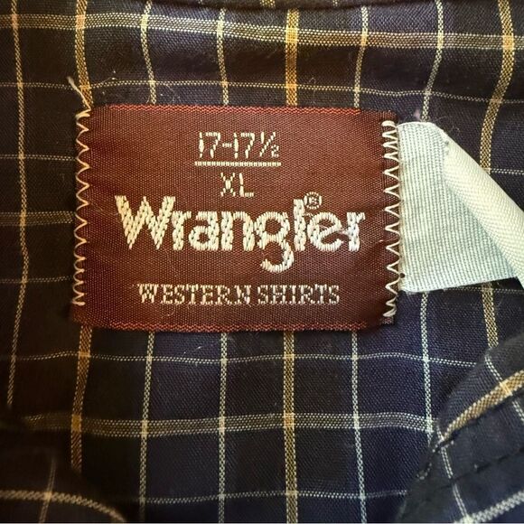 Wrangler Vintage Pearl Snap Western Plaid Long Sleeve Men's Shirt Size XL - Picture 11 of 12